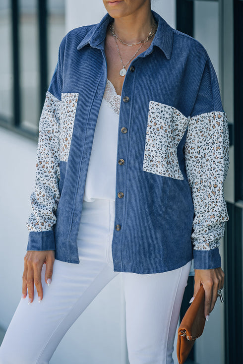 Patchwork Corduroy Buttoned Shirt Jacket